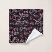 ビデオゲームのネオンピンクの女の子のパターン バスタオルセット (ウォッシュタオル)