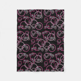 ビデオゲームのネオンピンクの女の子のパターン フリースブランケット