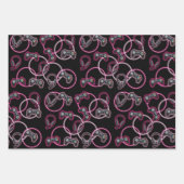 ビデオゲームのネオンピンクの女の子のパターン ラッピングペーパーシート (正面)