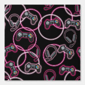 ビデオゲームのネオンピンクの女の子のパターン 壁紙 (正面)