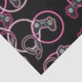 ビデオゲームのネオンピンクの女の子のパターン 薄葉紙 (詳細)