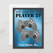 ビデオゲームのバレンタインカードキッズ（教室） シーズンポストカード (正面/裏面)