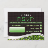 ビデオゲームのバーのバルミツワーの招待状の応答カード 出欠カード (正面)