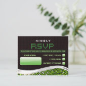 ビデオゲームのバーのバルミツワーの招待状の応答カード 出欠カード (スタンド正面)