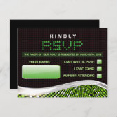 ビデオゲームのバーのバルミツワーの招待状の応答カード 出欠カード (正面/裏面)