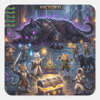 ビデオゲームのボス戦闘猫ギルドがボスを倒す スクエアシール