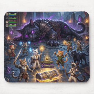 ビデオゲームのボス戦 ネコのギルドがボスを倒す マウスパッド