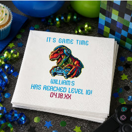 ビデオゲームの恐竜のゲームの誕生日パーティー スタンダードカクテルナプキン