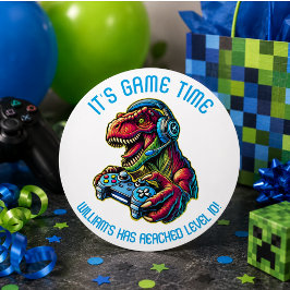 ビデオゲームの恐竜のゲームの誕生日パーティー ラウンドシール