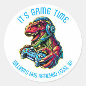 ビデオゲームの恐竜のゲームの誕生日パーティー ラウンドシール (正面)