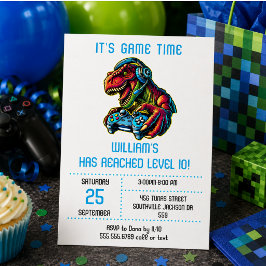ビデオゲームの恐竜のゲームの誕生日パーティー 招待状