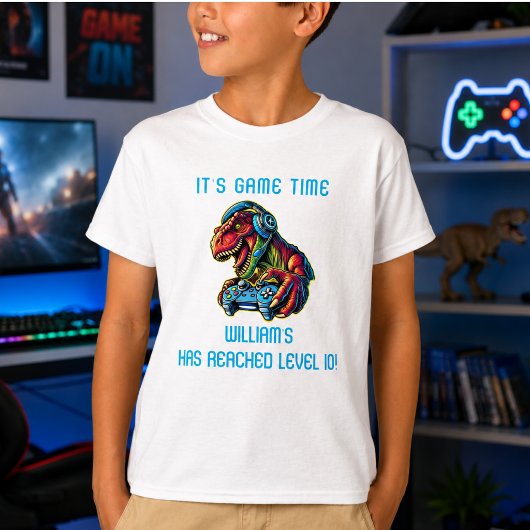 ビデオゲームの恐竜のゲームの誕生日パーティー Tシャツ