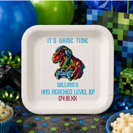 ビデオゲームの恐竜 ゲーム バースデーパーティ ペーパープレート