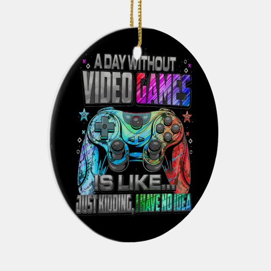 ビデオゲームの無おもしろい日ゲーマー セラミックオーナメント (右)
