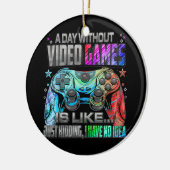 ビデオゲームの無おもしろい日ゲーマー セラミックオーナメント (左)