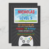 ビデオゲームの男の子の誕生日のパーティの招待状 招待状 (正面/裏面)