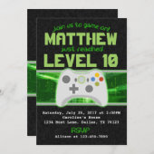 ビデオゲームの誕生日のパーティの招待状の招待 招待状 (正面/裏面)
