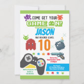 ビデオゲームの誕生日パーティーでゲーム 招待状 (正面)