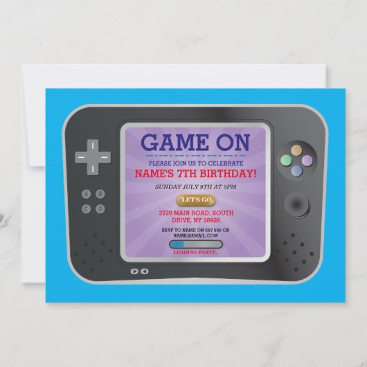 ビデオゲームの誕生日パーティーのゲーマー,コンソール招待状 招待状 (正面)