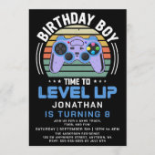 ビデオゲームの誕生日パーティーの招待状をレベルアップ 招待状 (正面)