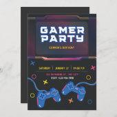 ビデオゲームの誕生日パーティーの招待状 招待状 (正面/裏面)