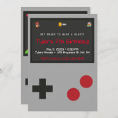 ビデオゲームの誕生日パーティー招待状 招待状 (正面/裏面)