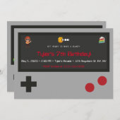 ビデオゲームの誕生日パーティー招待状 招待状 (正面/裏面)