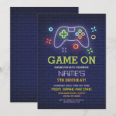 ビデオゲームの誕生日パーティー男子コンソール招待状 招待状 (正面/裏面)