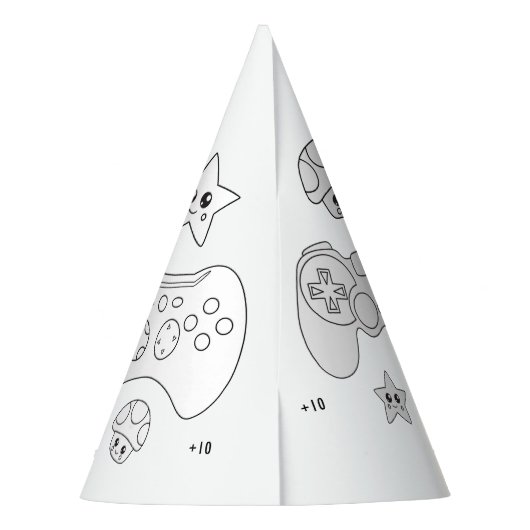 ビデオゲームの誕生日パーティー – 自分の帽子を色を付ける パーティーハット (裏面)