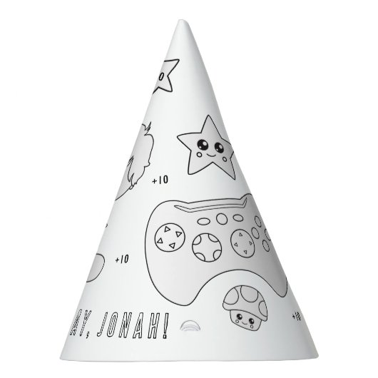 ビデオゲームの誕生日パーティー – 自分の帽子を色を付ける パーティーハット (右)