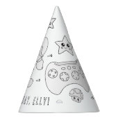 ビデオゲームの誕生日パーティー – 自分の帽子を色を付ける パーティーハット (右)