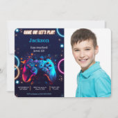 ビデオゲームの誕生日写真を撮ろう 招待状 (正面)