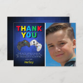 ビデオゲームの誕生日写真感謝メッセージ サンキューカード (正面/裏面)