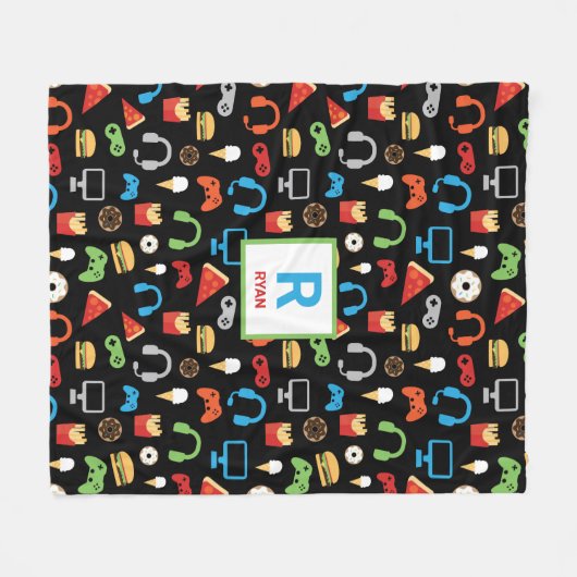 ビデオゲームの軽食のパーティーはパーソナライズなゲーマーをからかいます フリースブランケット (正面(横))