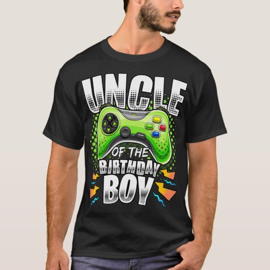 ビデオゲームの鳥に合う誕生日ボーイのおじさん Tシャツ (正面)