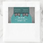 ビデオゲームのSave the Dateステッカー、ターコイズ 長方形シール (バッグ)