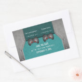 ビデオゲームのSave the Dateステッカー、ターコイズ 長方形シール (封筒)