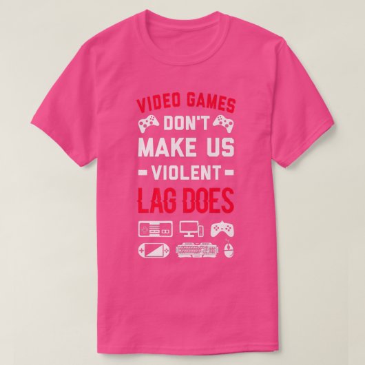 ビデオゲームは私たちを暴力的な遅延を作らないビデオG Tシャツ (デザイン正面)