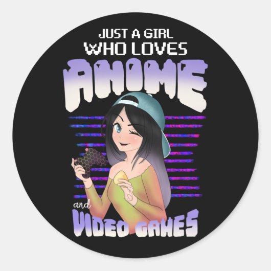 ビデオゲームやアニメが大好きな女の子 ラウンドシール (正面)