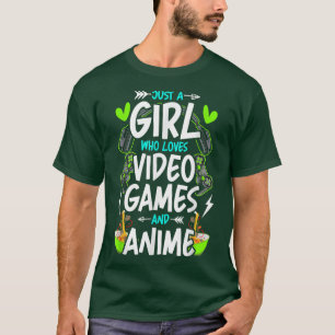ビデオゲームやアニメゲーマーが大好きな少女 Tシャツ
