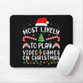 ビデオゲームをするのが一番好きなクリスマスの家族の一致 マウスパッド (マウス)