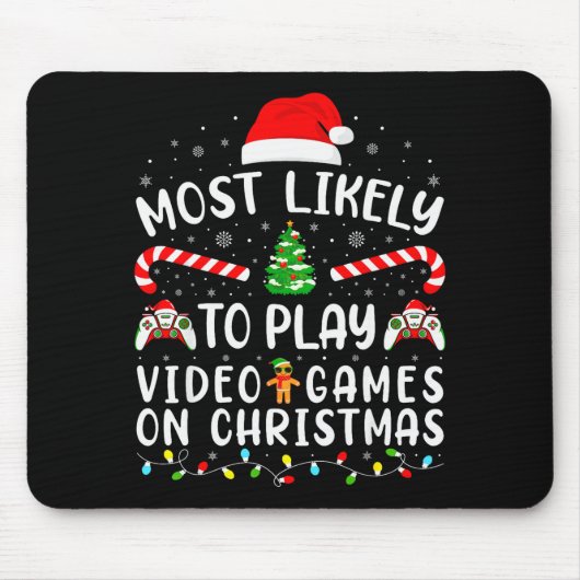 ビデオゲームをするのが一番好きなクリスマスの家族の一致 マウスパッド (正面)