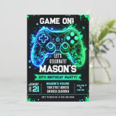 ビデオゲームをテーマにした誕生日招待状 招待状 (スタンド正面)
