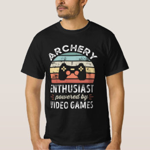 ビデオゲームを搭載したアーチェリー愛好家 Tシャツ