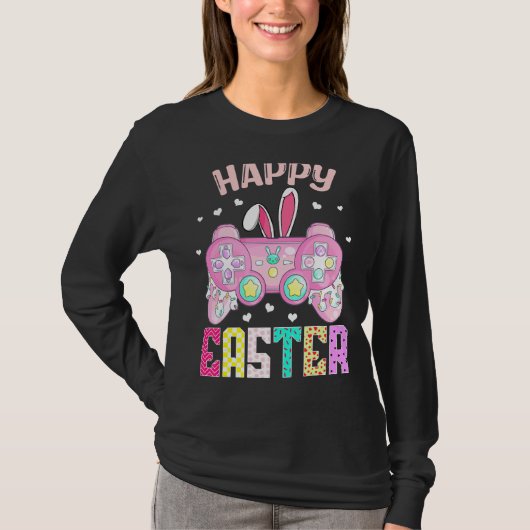 ビデオゲームイースターバニーゲームコントローラゲーマーギ Tシャツ (正面)