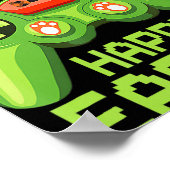 ビデオゲームイースターバニーゲームコントローラゲーマーボー ポスター (角)