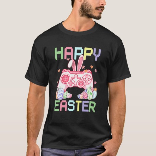 ビデオゲームイースターバニーゲームコントローラゲーマーボー Tシャツ (正面)
