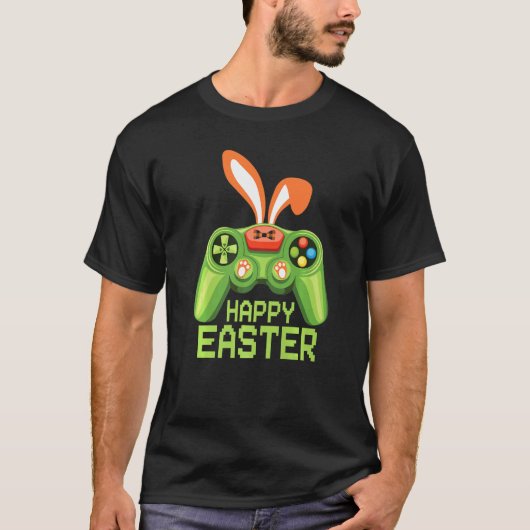 ビデオゲームイースターバニーゲームコントローラゲーマーボー Tシャツ (正面)