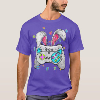 ビデオゲームイースターバニーゲームコントローラゲーマーボー Tシャツ