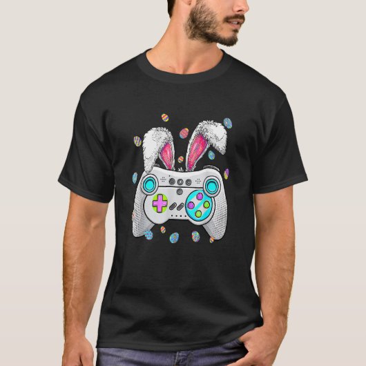 ビデオゲームイースターバニーゲームコントローラゲーマーボー Tシャツ (正面)